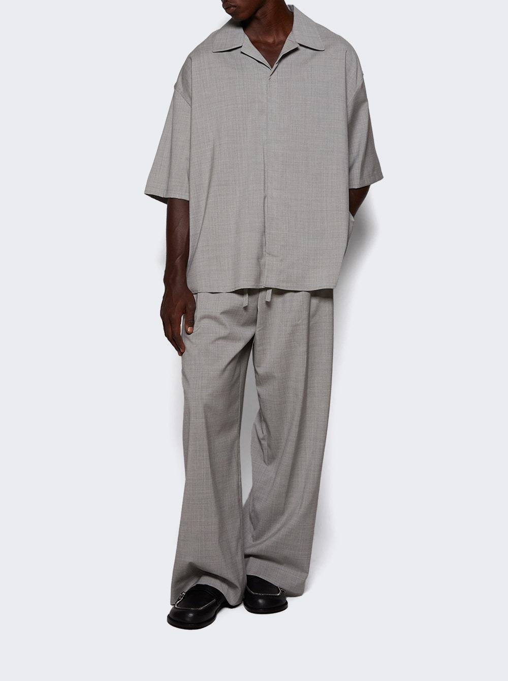 Wool Drawstring Trousers Grey - 5