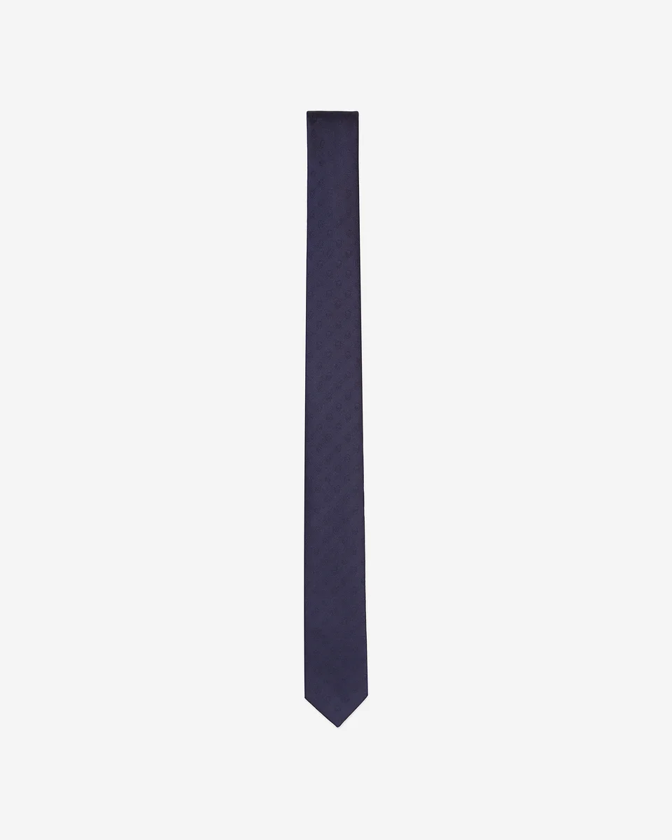 NAVY BLUE SILK TIE - 1