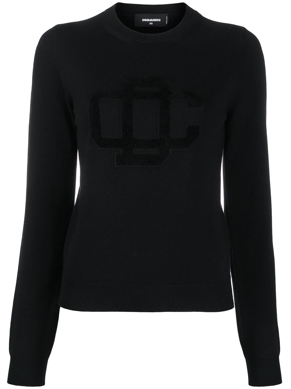 logo embossed wool blend jumper - 1