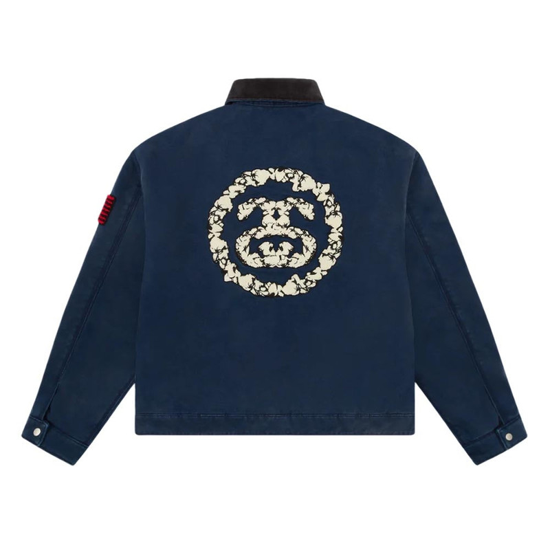 DENIM TEARS Denim Tears x Stussy Never Renege Canvas Work Jacket 'Navy Black' 315512 outlook