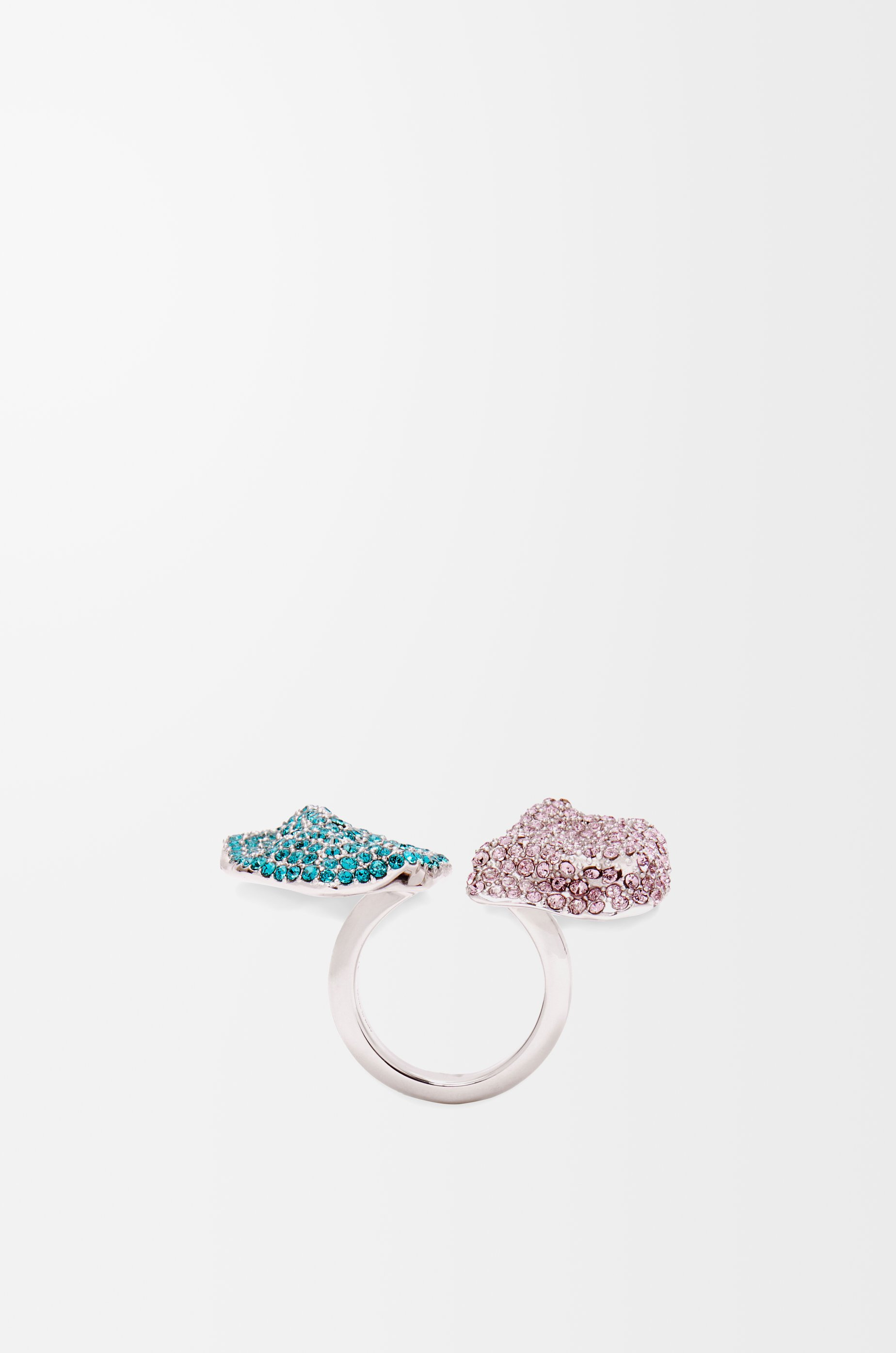 Glitter Fragment double ring in sterling silver and crystals - 3