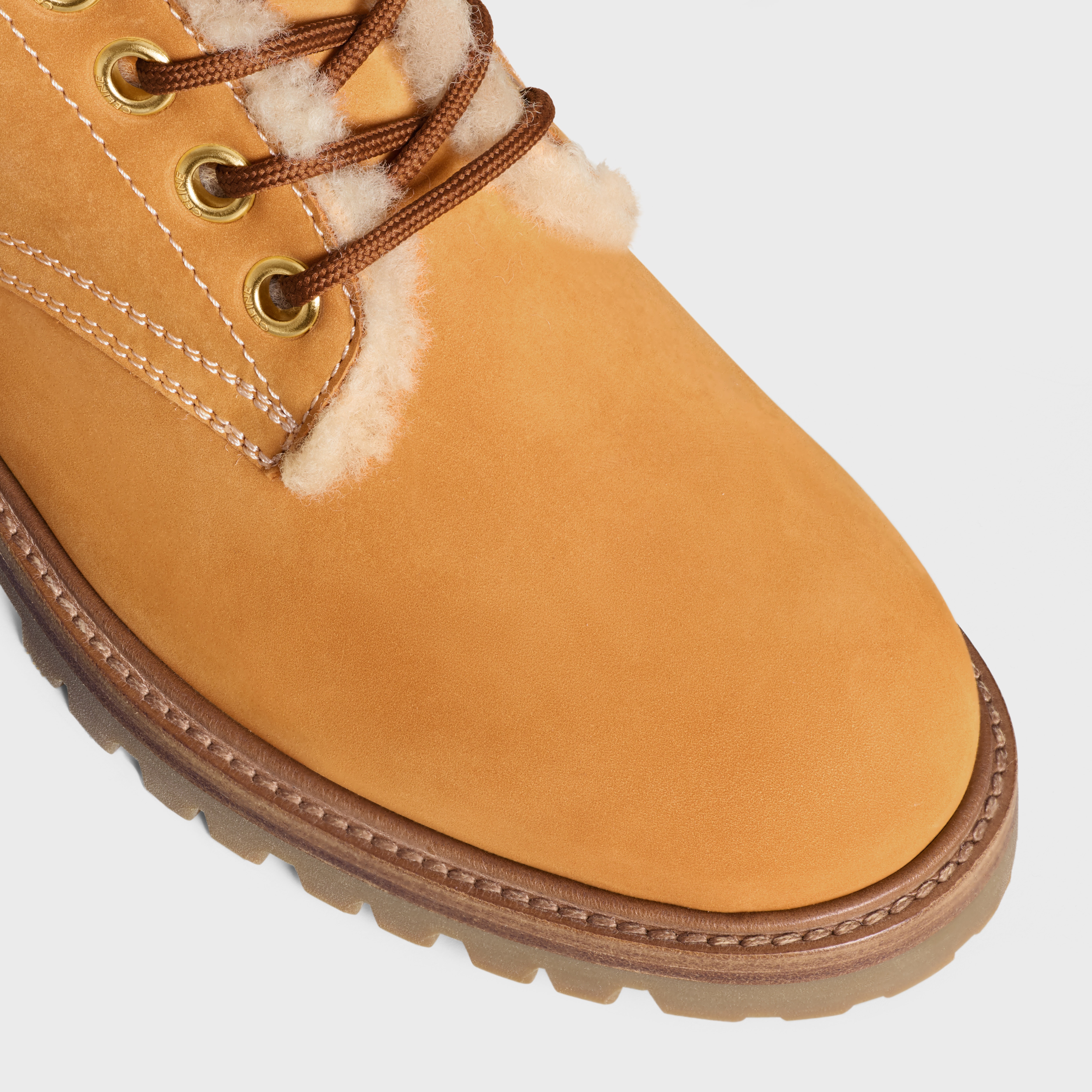 CELINE KURT LACE-UP MID BOOT in NUBUCK CALFSKIN AND SHEARLING - 5