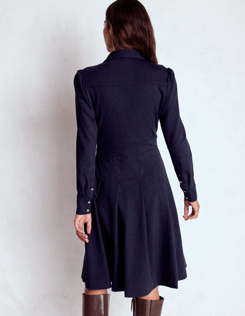Catrin Short Ponte Shirt Dress-Navy 4