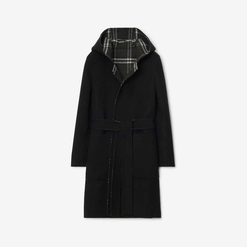 Reversible Wool Hooded Wrap Coat 1