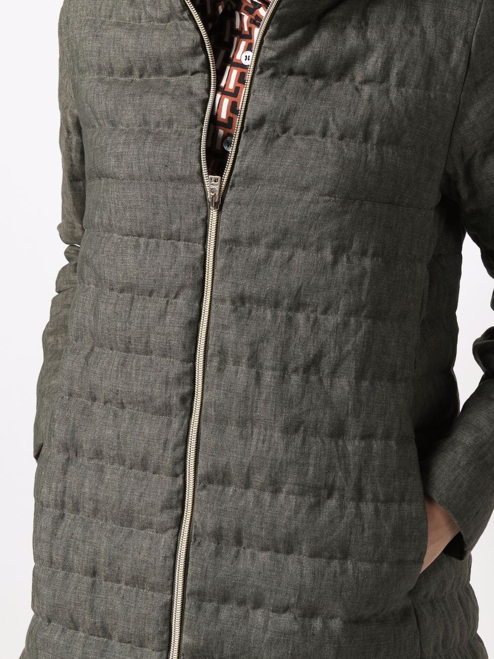 zip-up linen padded coat - 5