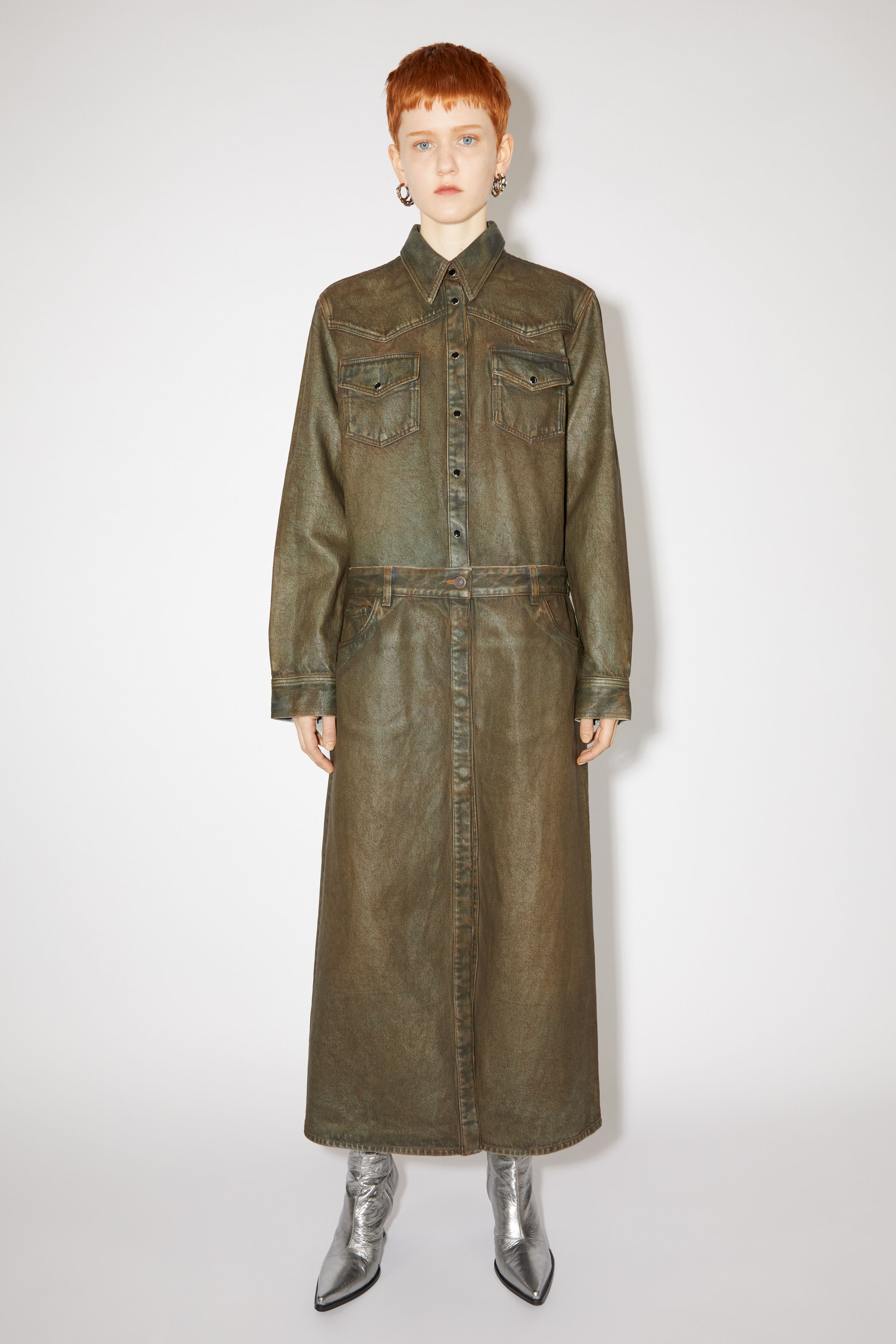 Denim dress - Blue/beige - 2