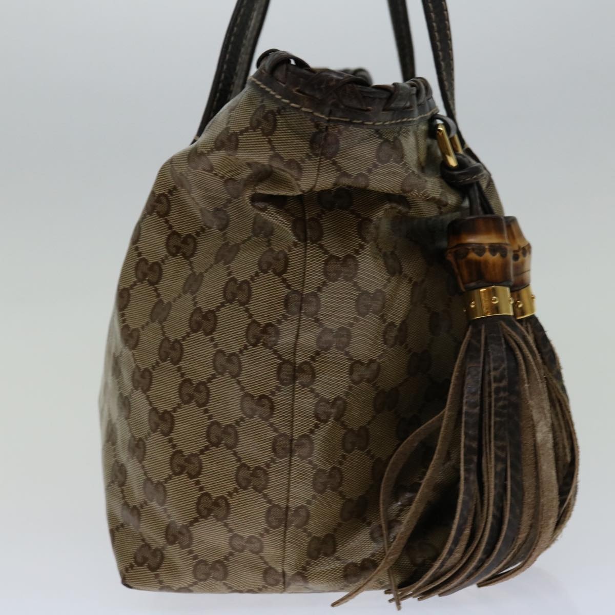 GUCCI GG Crystal Fringe Bamboo Tote Bag Brown - 3