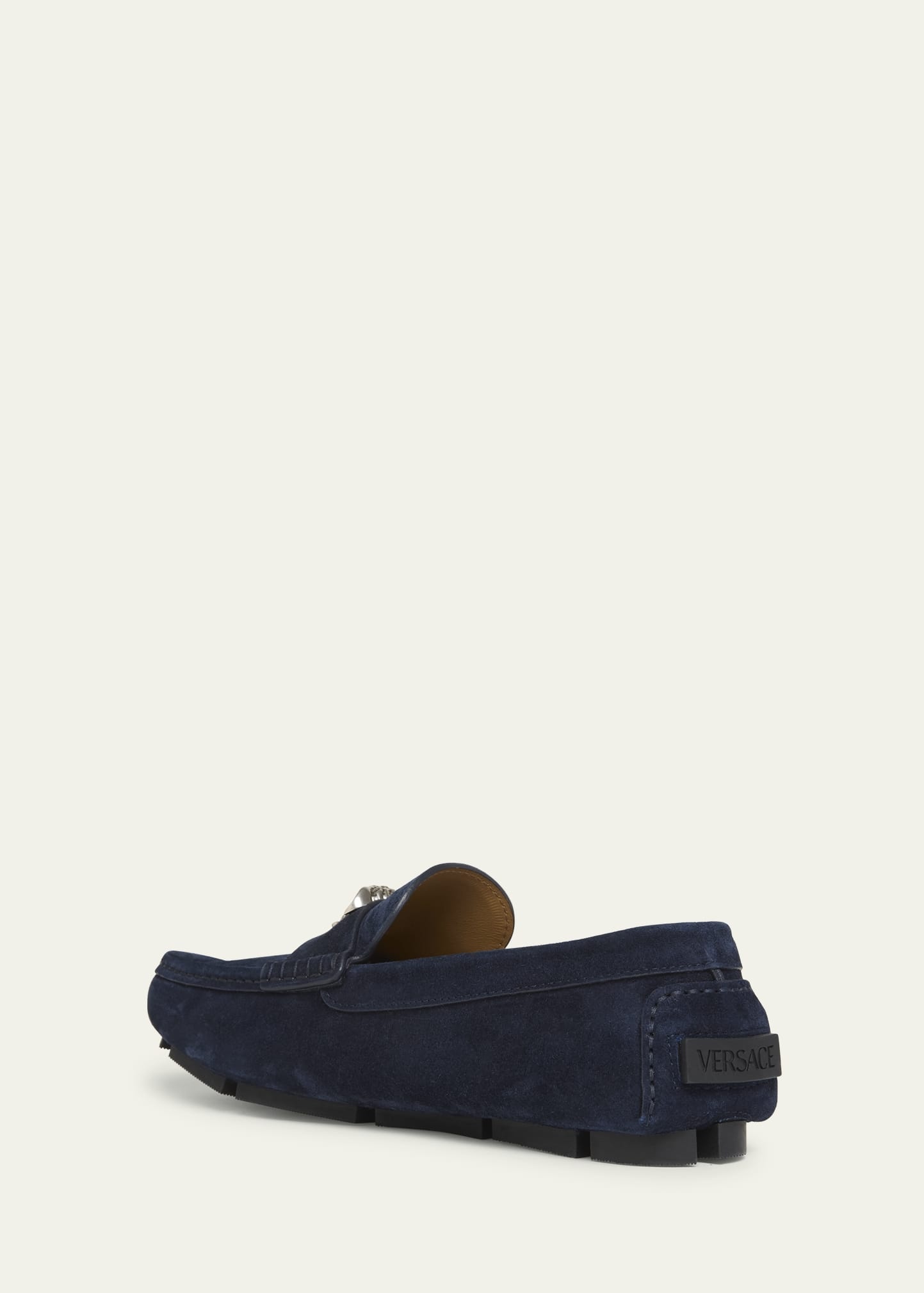 Men's Medusa-Ornament Suede Drivers - 4