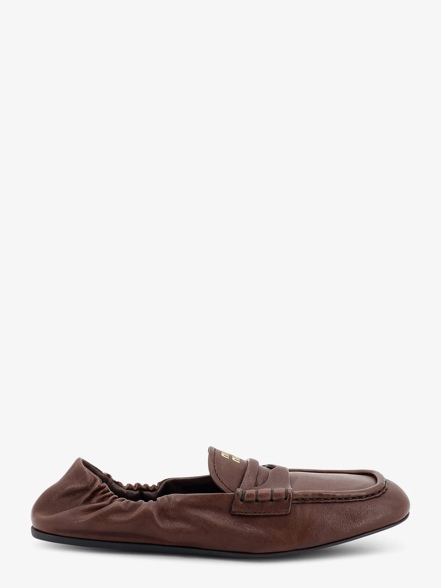 Miu Miu Ruches Leather Loafers Brown Women - 1