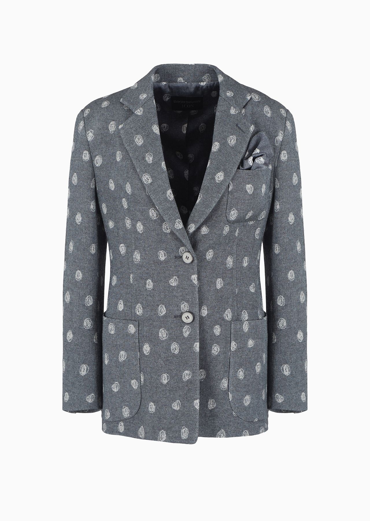 Icon single-breasted blazer in a virgin wool blend with an all-over polka-dot pattern - 1