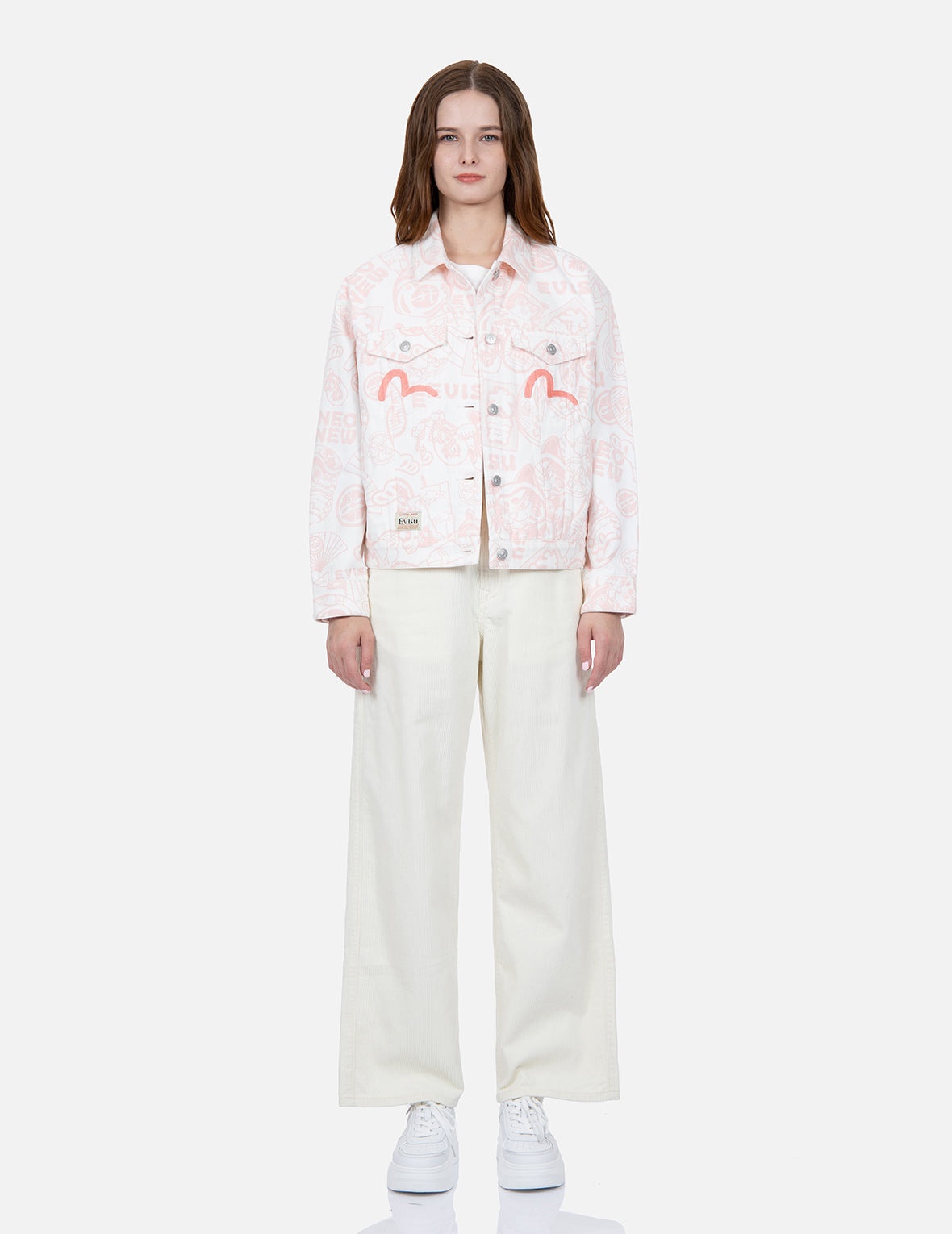Seagull Embroidery Straight-fit Corduroy Trousers - 6