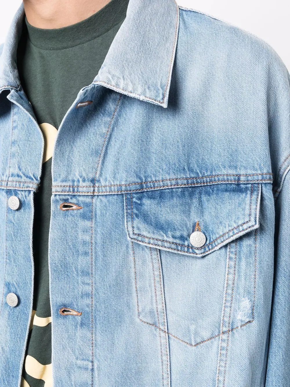 button-front denim jacket - 6