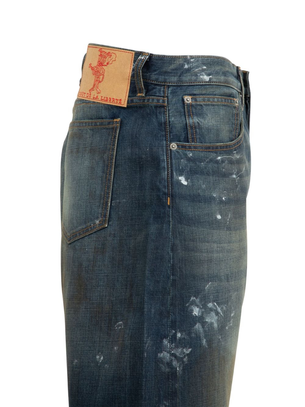 barrel-leg paint-splatter jeans - 3