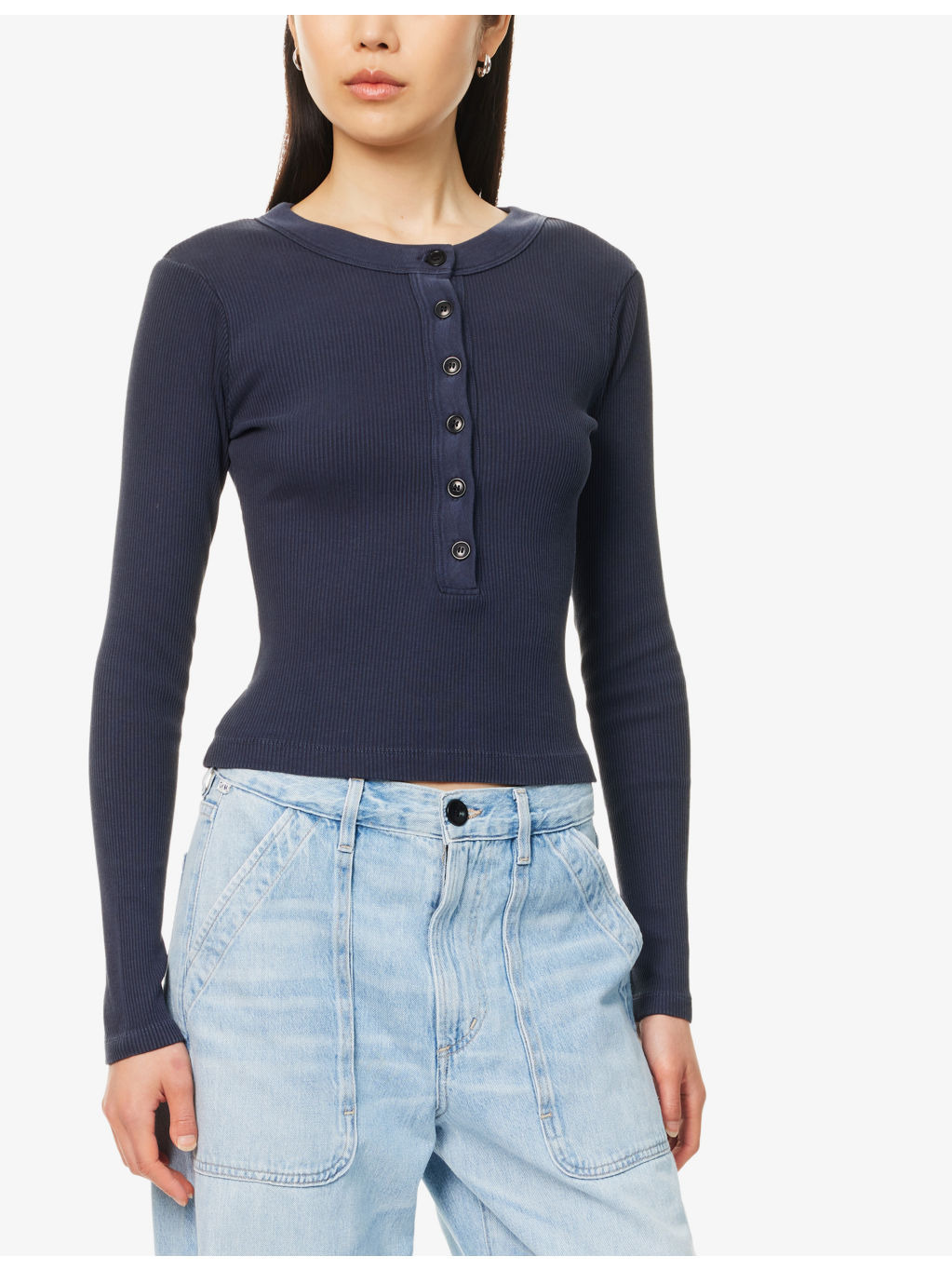 Varra Henley Long-Sleeve Cotton-Jersey Top - 3