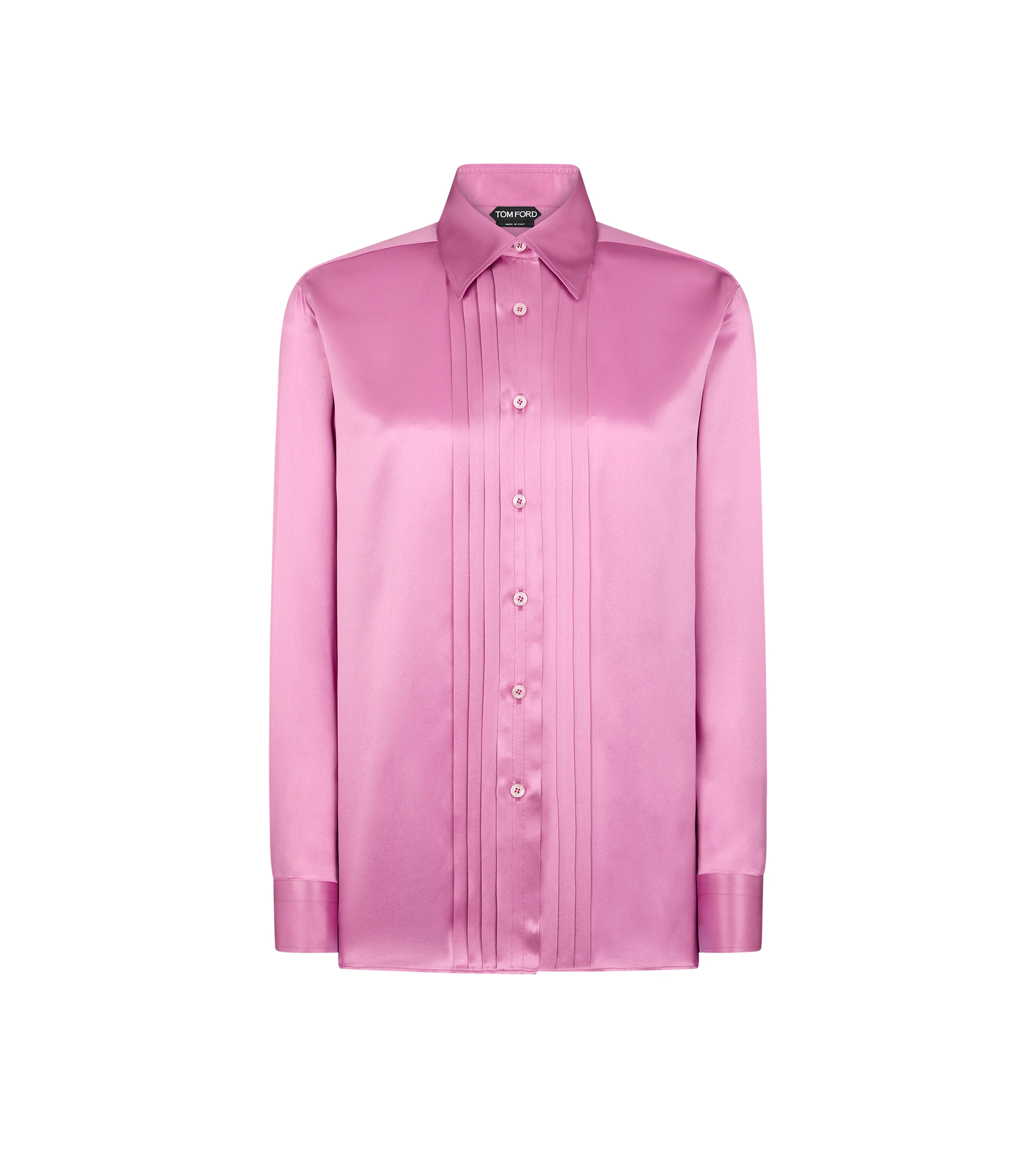 SILK SHIRT WITH PLISSE DETAIL - 1