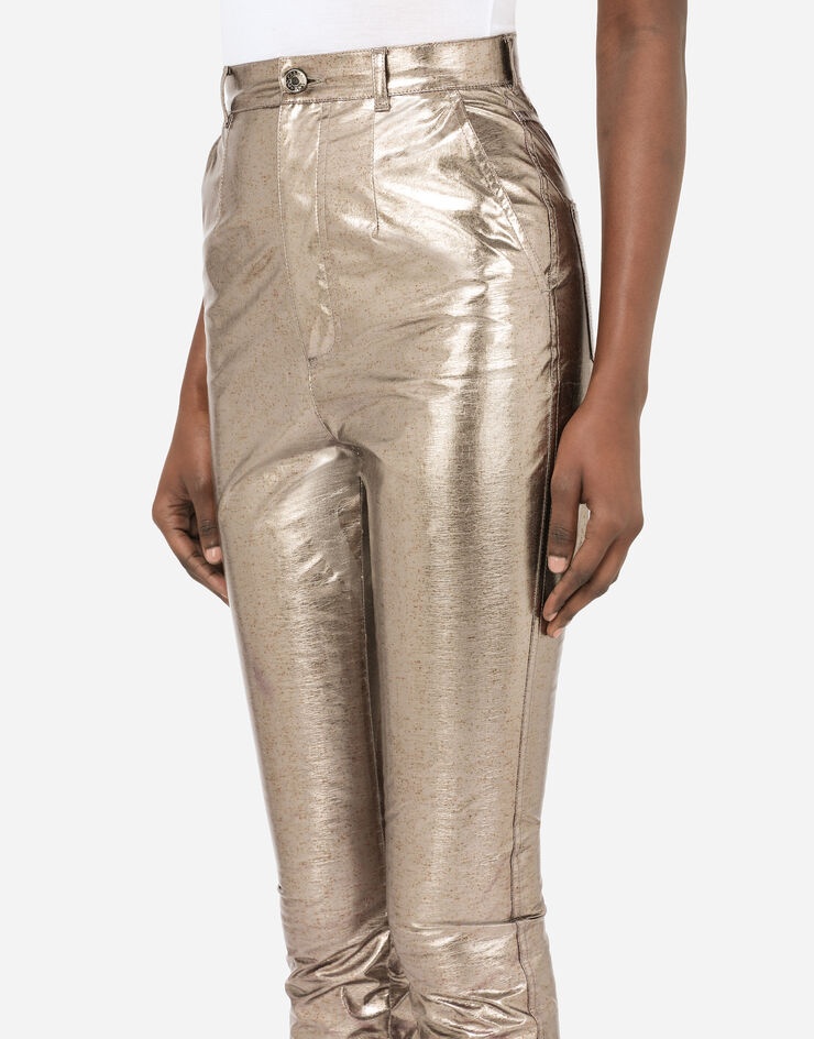 Foiled fabric pants with draping - 4