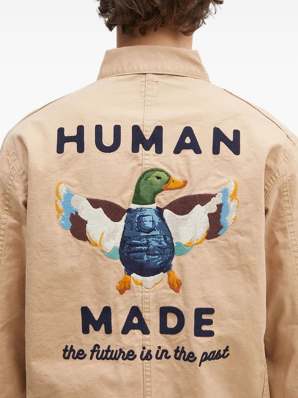 embroidered-logo shirt jacket - 4