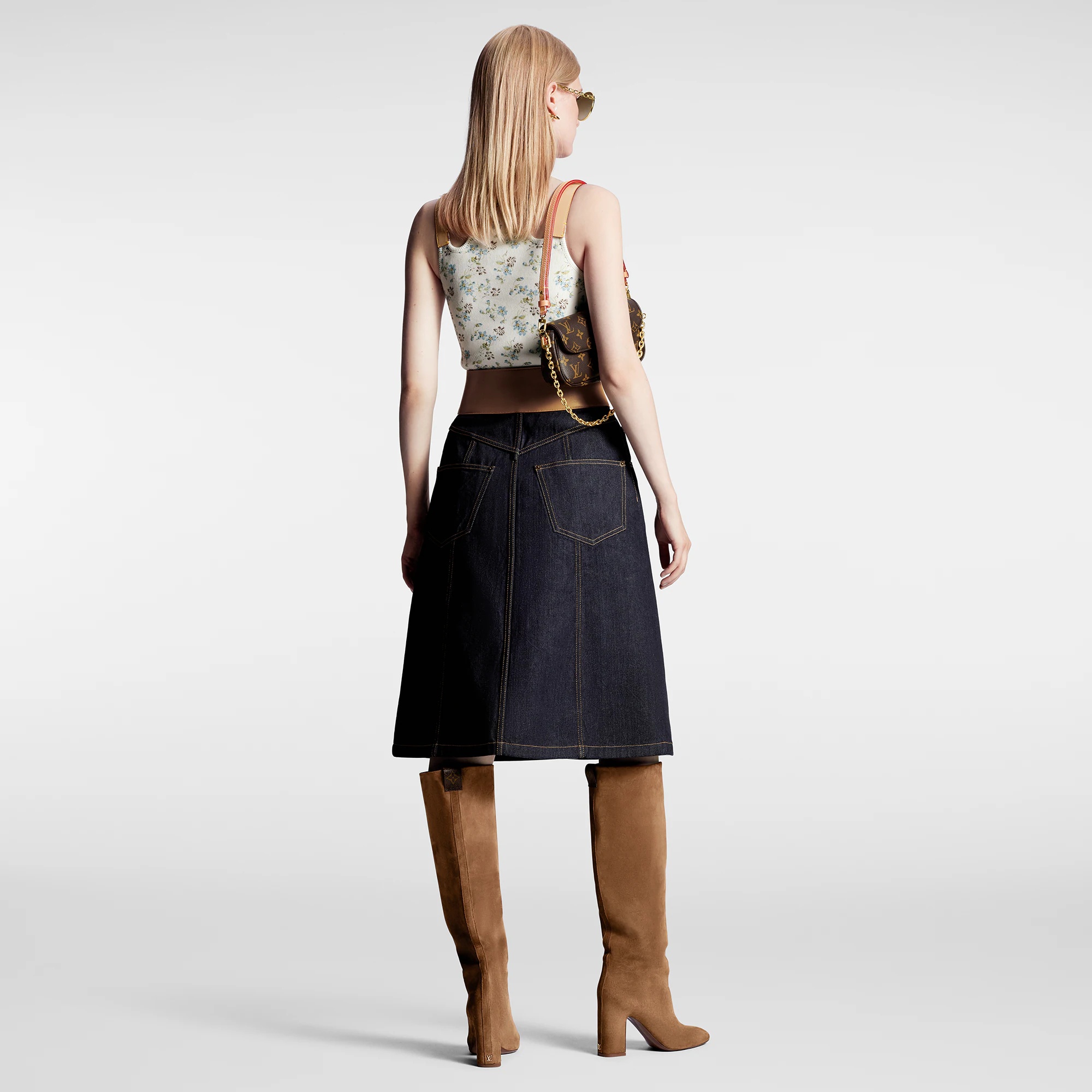 Eyelet Belt Denim Skirt - 3