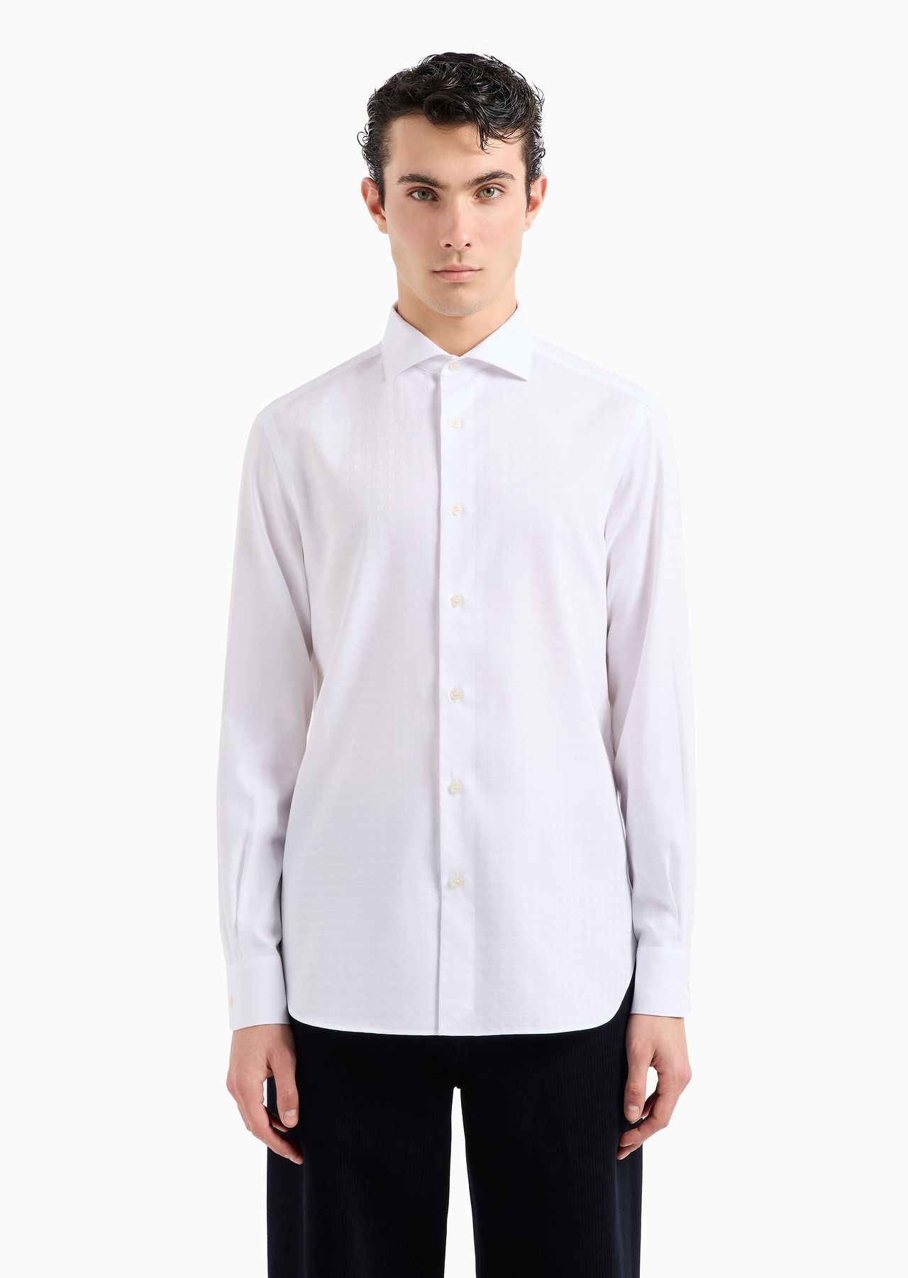 Cotton shirt with all-over jacquard logo pattern - 2