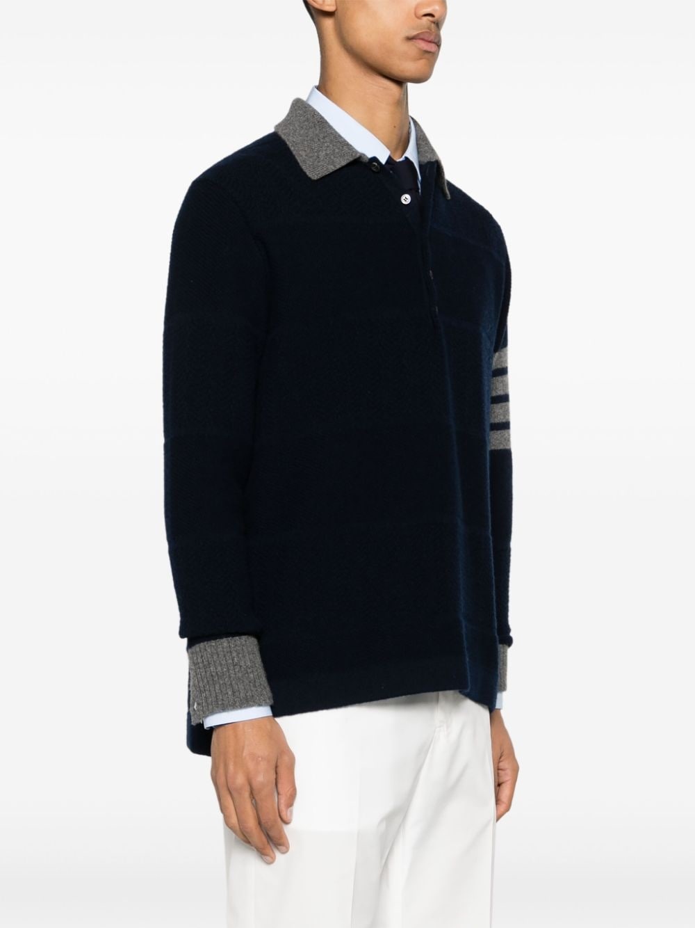 4-Bar virgin wool polo shirt - 3