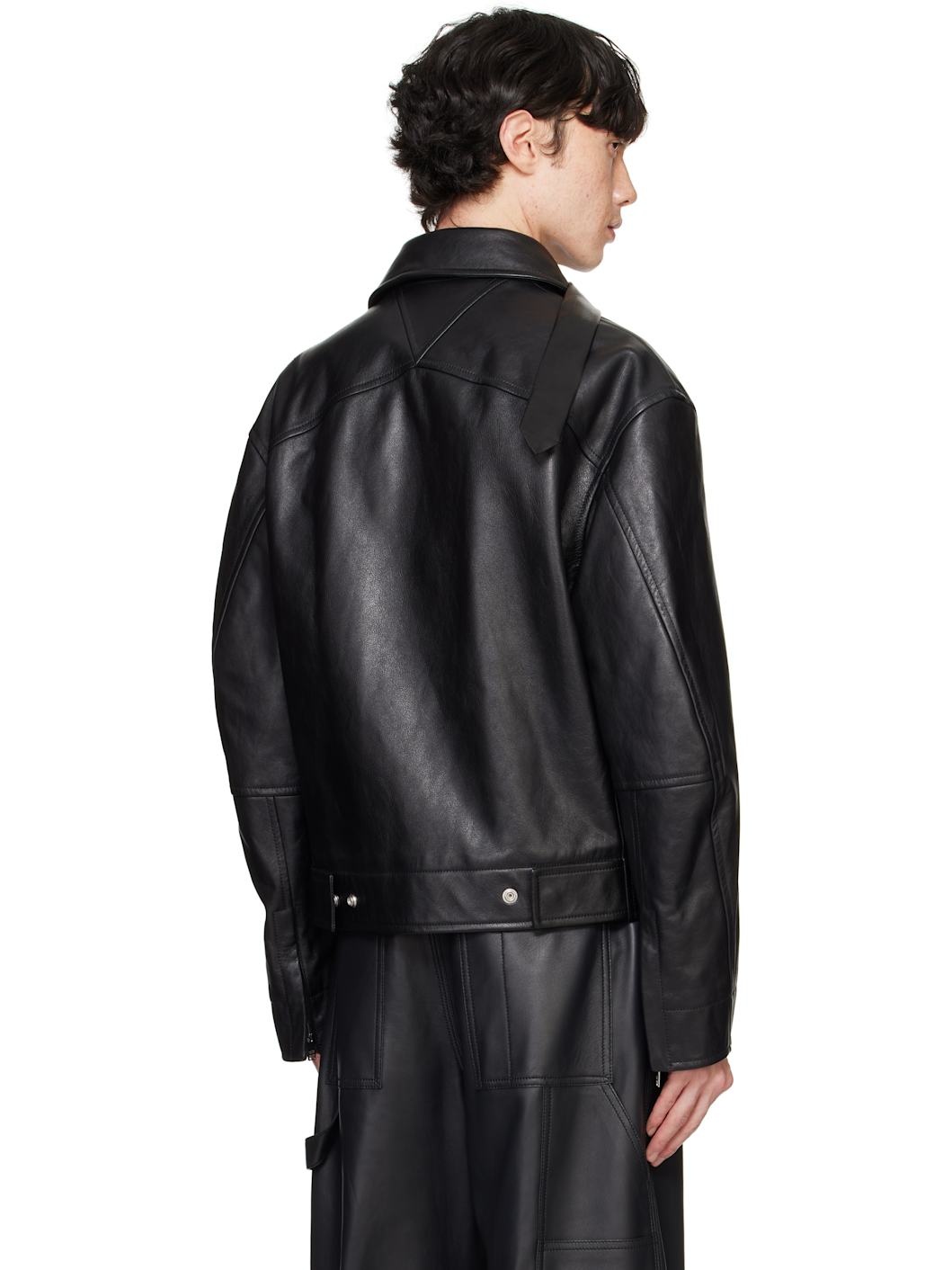 Black Natural Calf Leather Jacket - 3