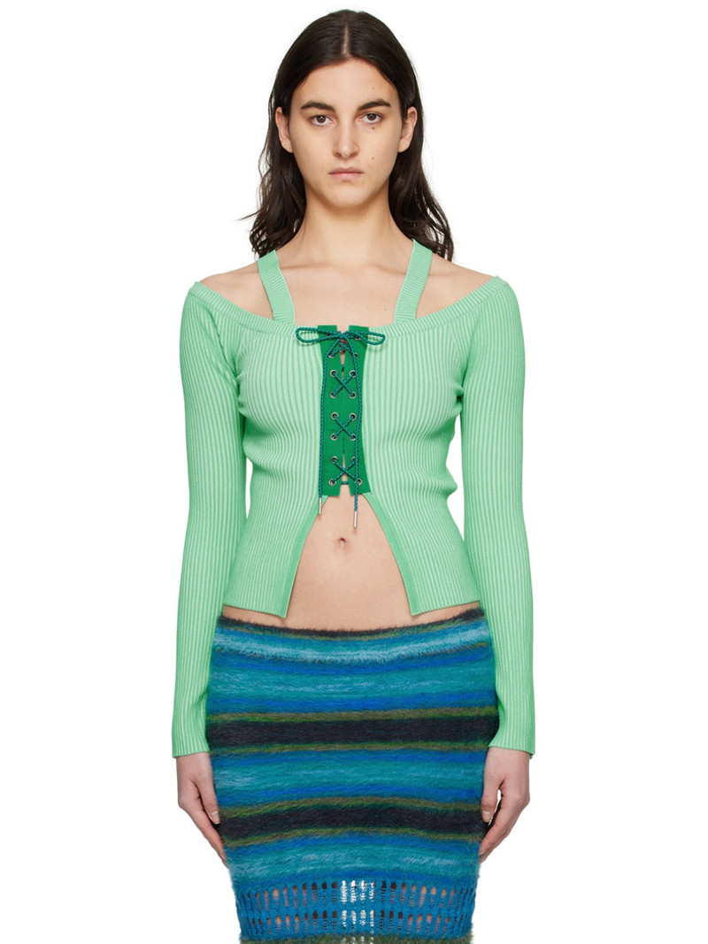 Green Lace-Up Top 1