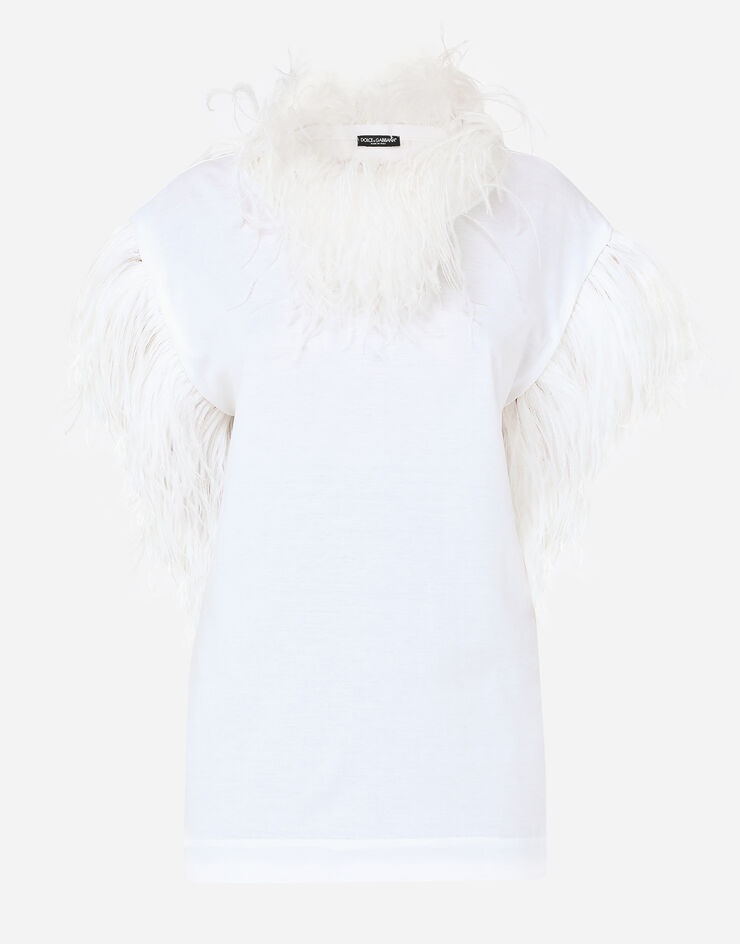 Jersey T-shirt with feathers - 1