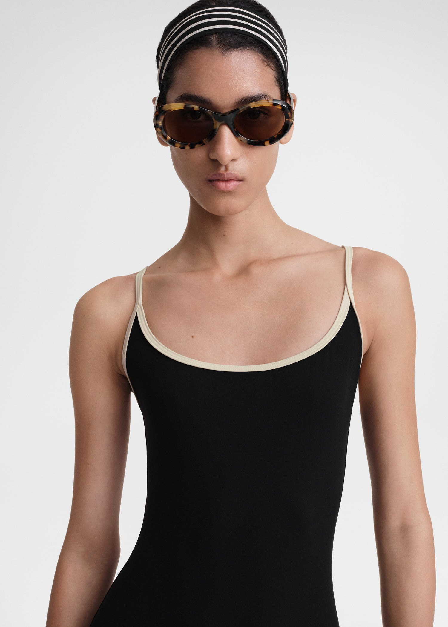 Stripe edge swimsuit black - 5