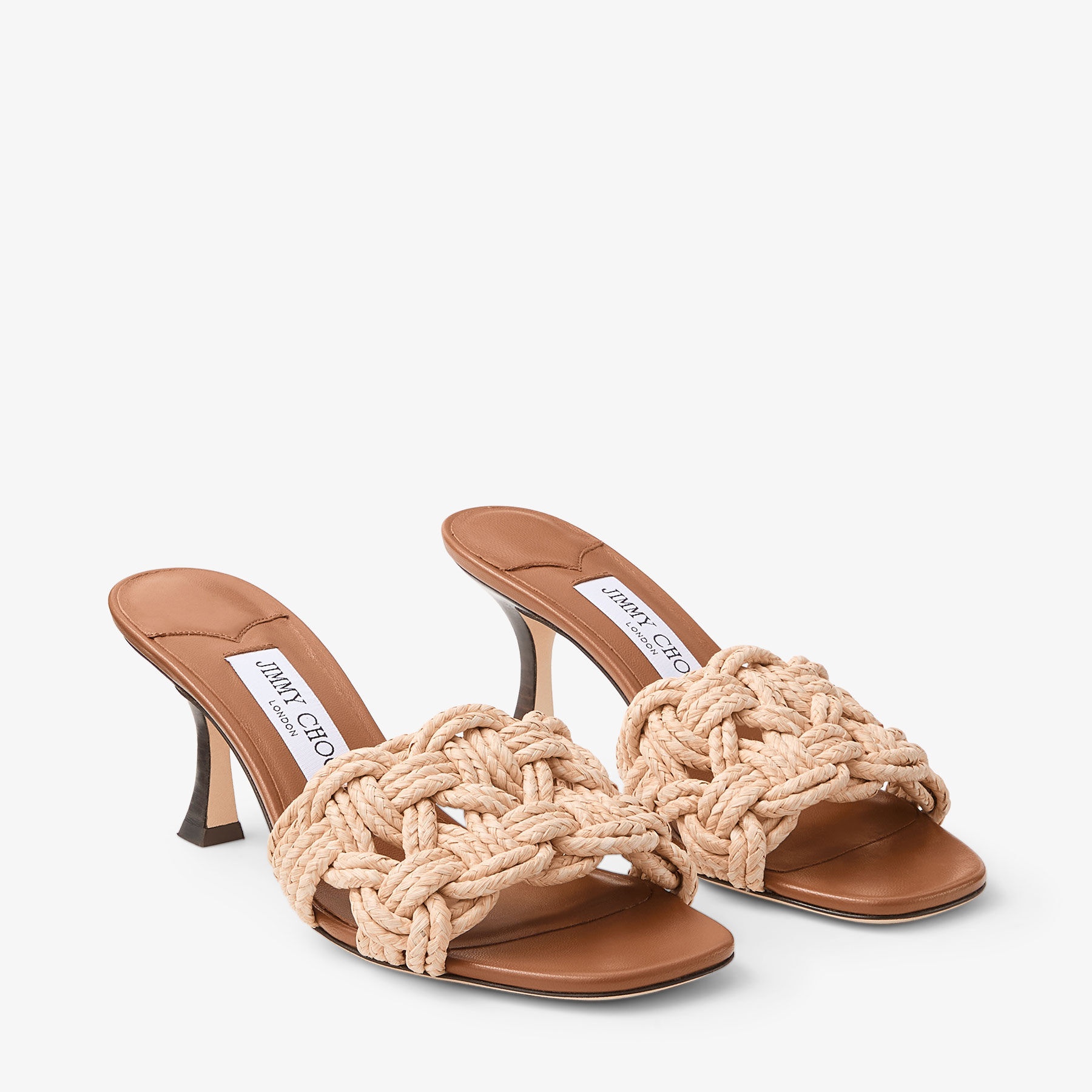 Chara 70
Tan Leather and Crochet Raffia Mule Sandal - 3