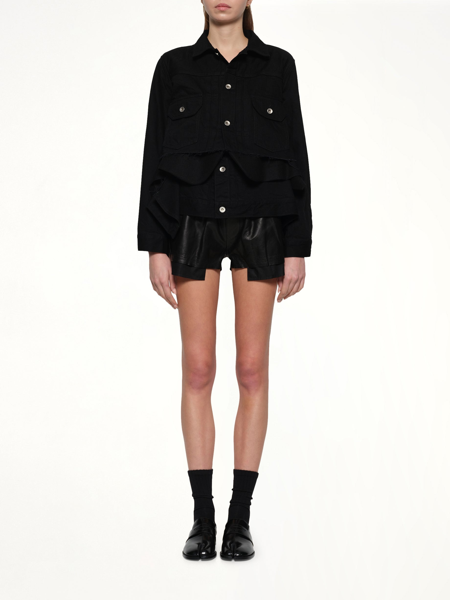 Denim x Wool Melton Jacket in Black - 7