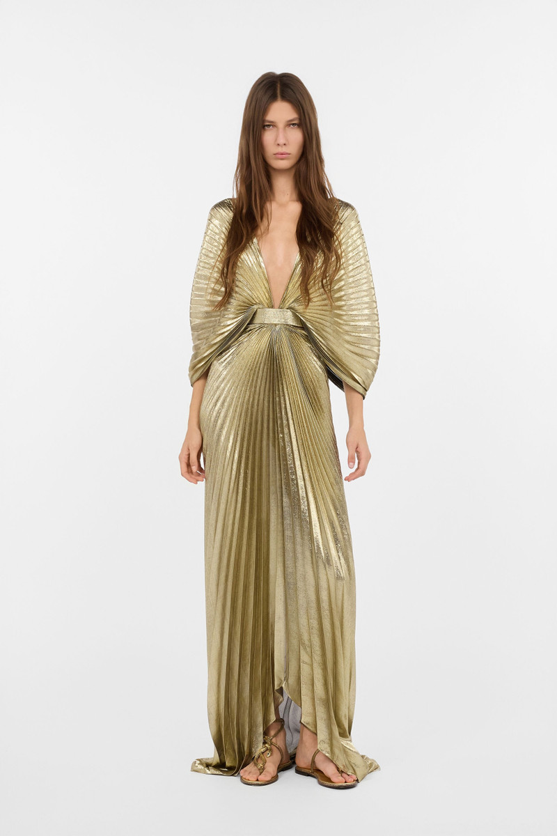 Roberto Cavalli Gold Maxi Dress with Ray Of Gold Motif outlook