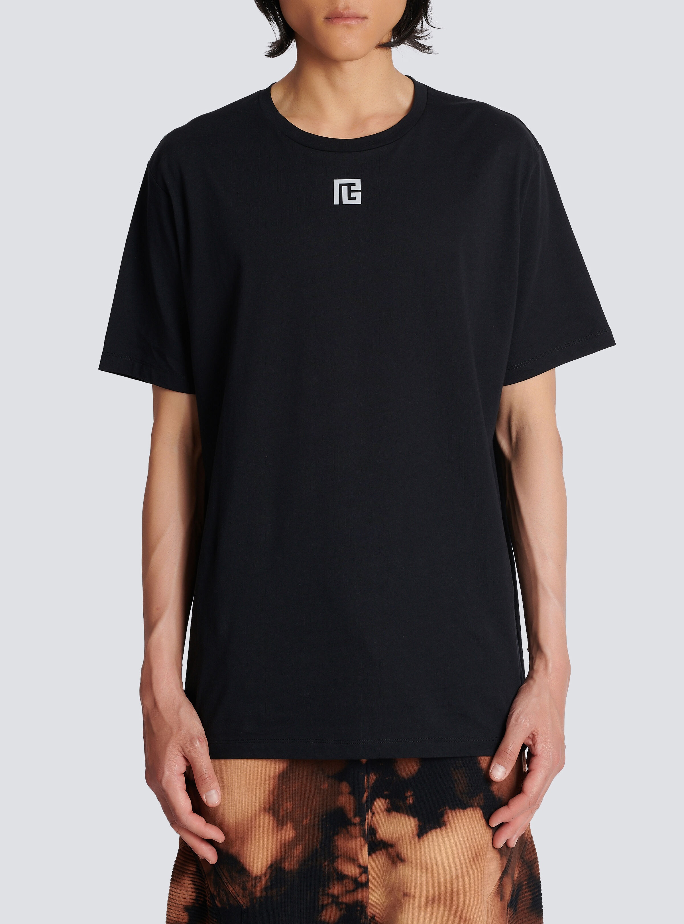 T-shirt in eco-responsible cotton with reflective Balmain maxi logo print - 5