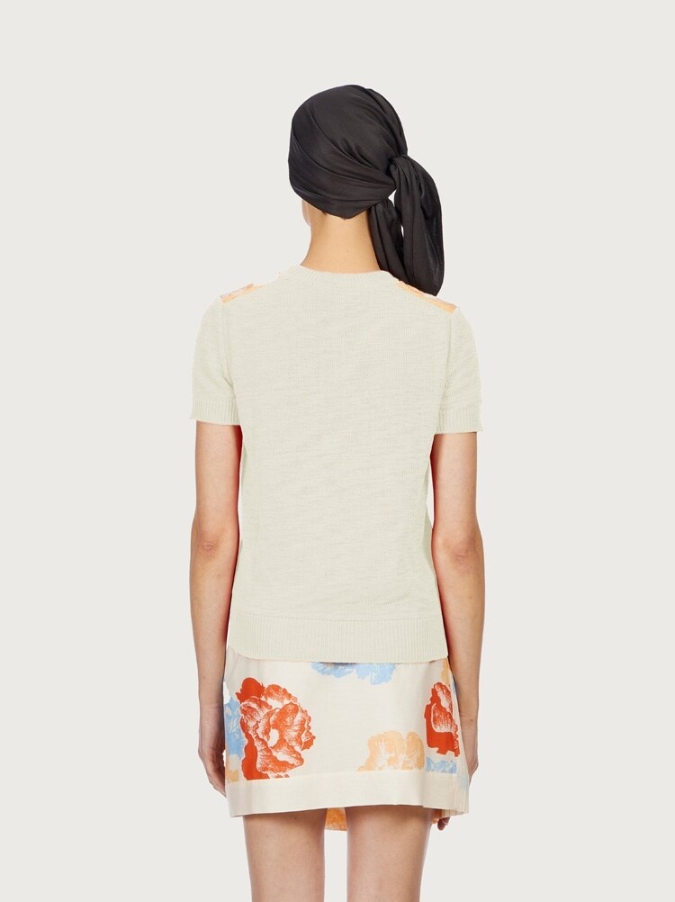 KNITTED TOP WITH SILK INSERTS - 4