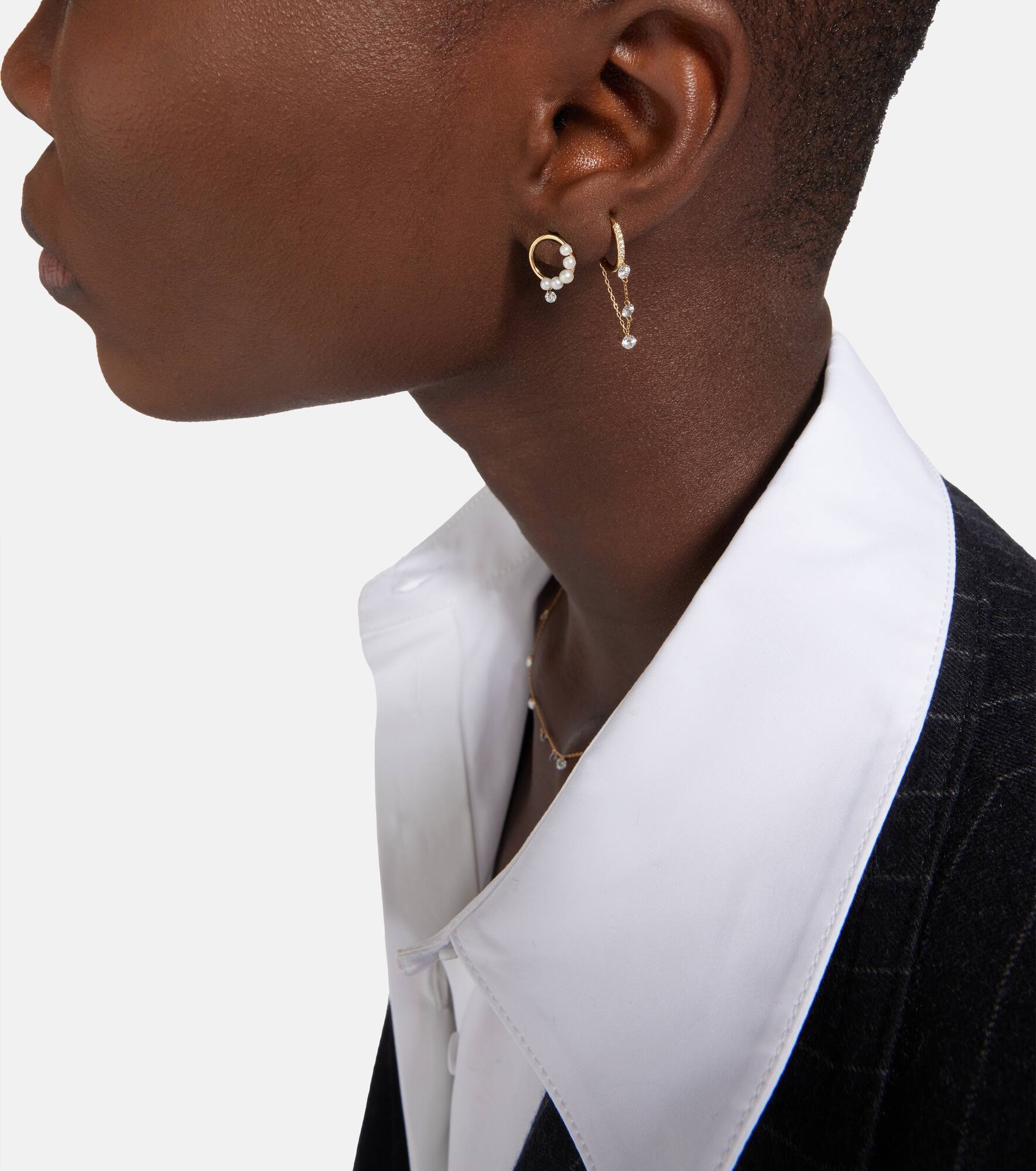Danaé 18kt gold single earring with diamonds - 5