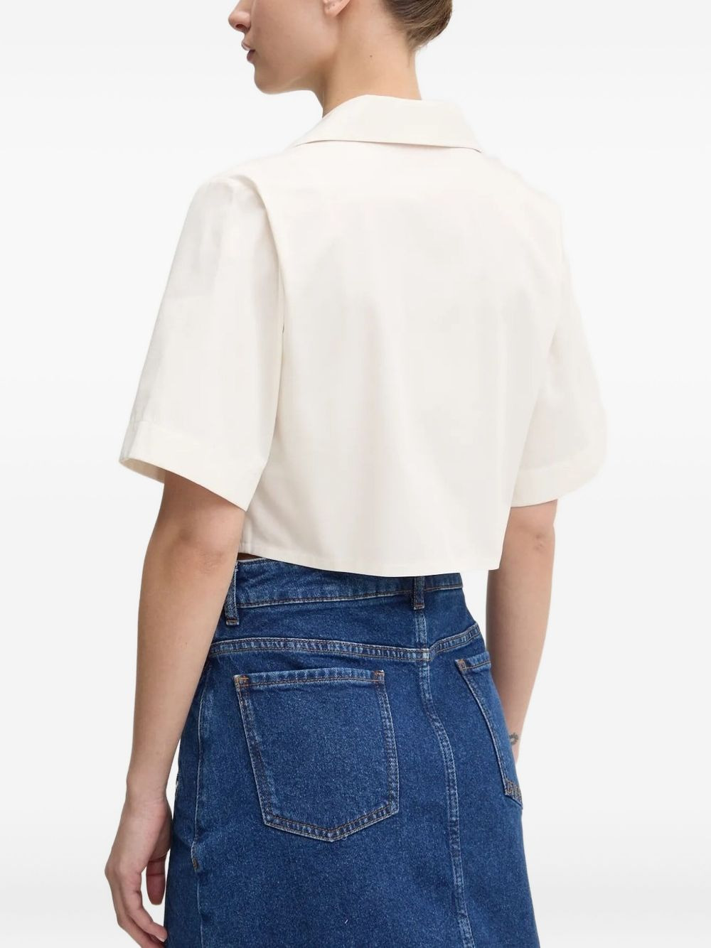 zip-front cropped shirt - 2