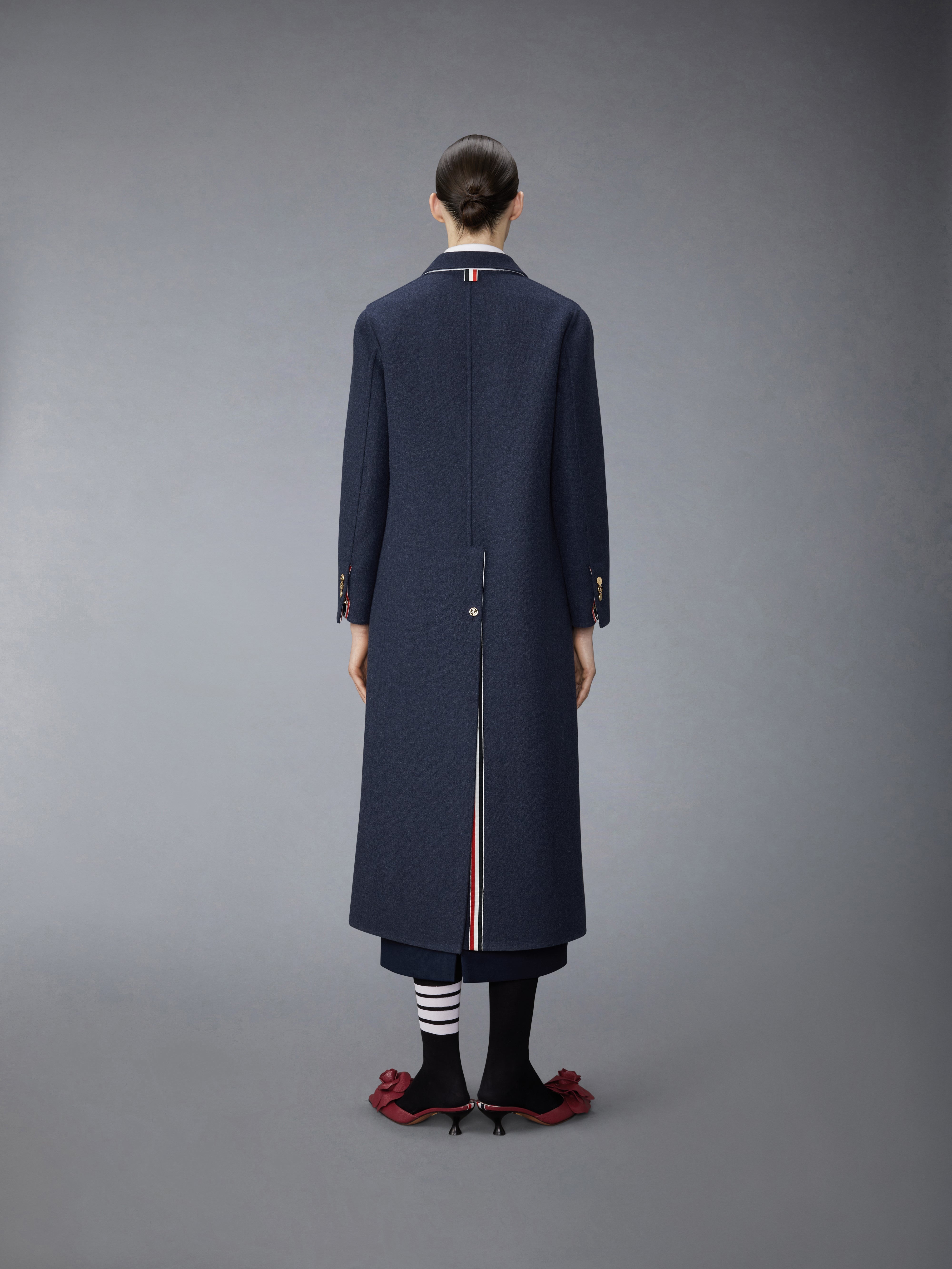 DOUBLE FACE MELTON SOLID SPLITTABLE ELONGATE SACK OVERCOAT - 4