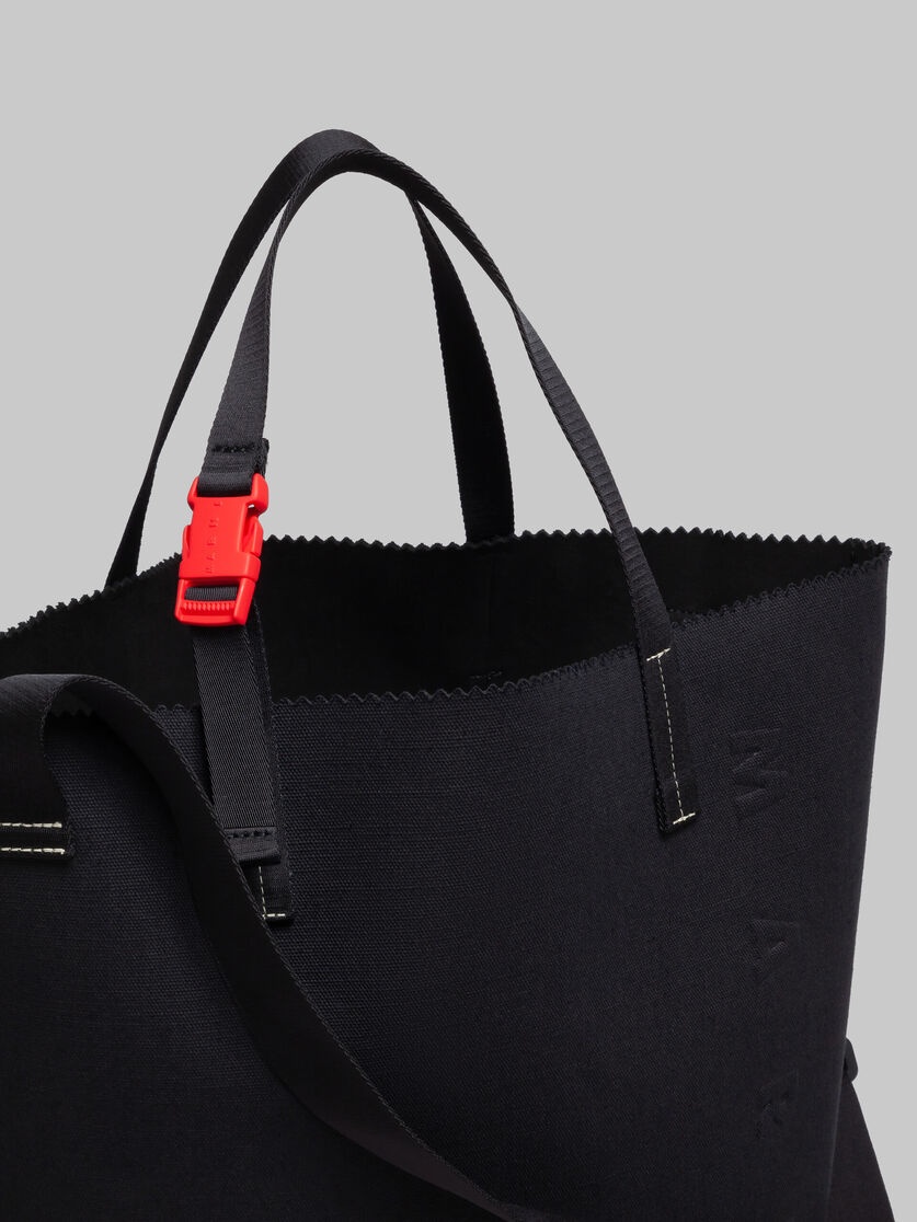 BLACK CANVAS TRIBECA SHOPPER WITH RAISED MARNI LOGO - 4