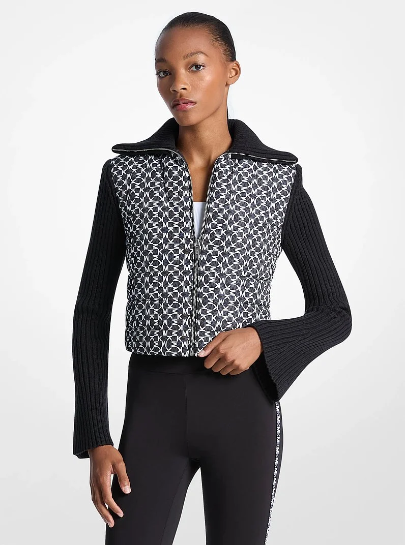 Quilted Graphic Logo and Knit Jacket - 1