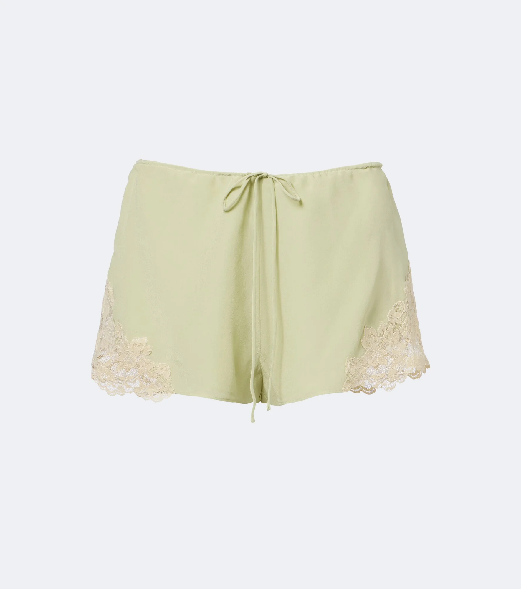 Elia lace-trimmed crêpe de chine shorts - 1