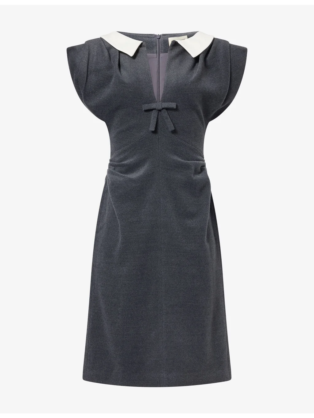 V-Neck Structured Wool-Blend Midi Dress - 1
