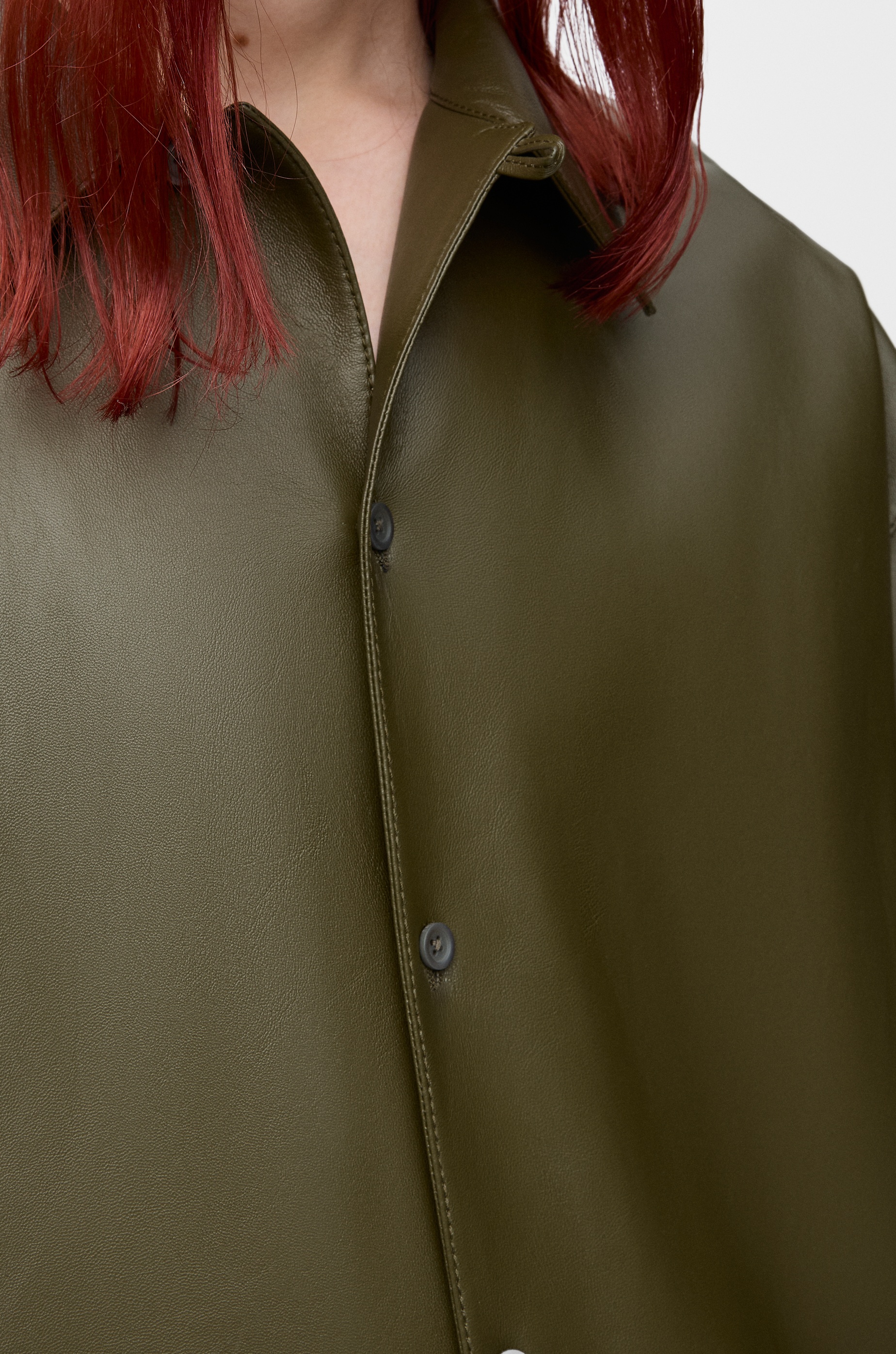 Short sleeve shirt in nappa lambskin - 5