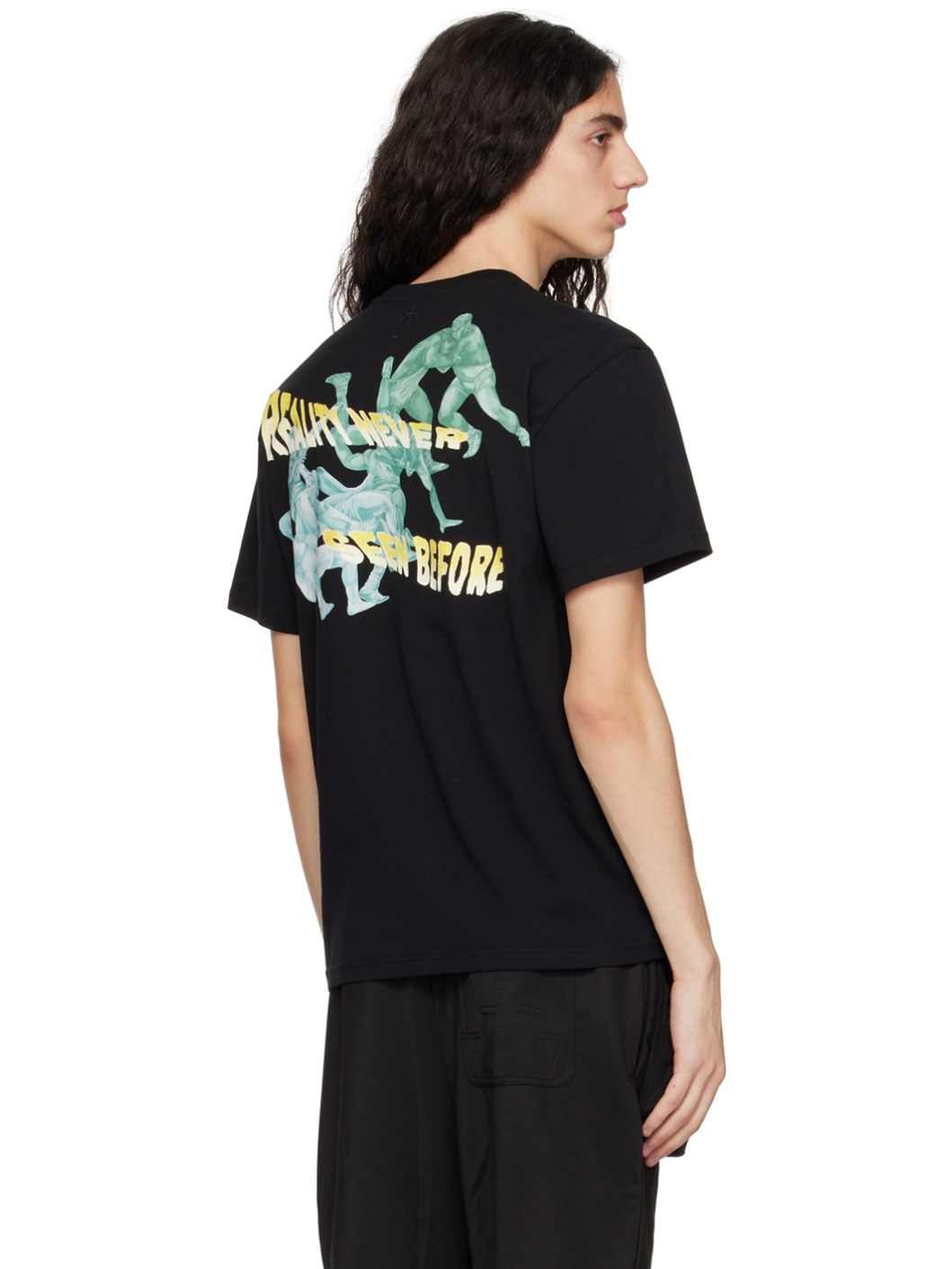 Black Placed Print T-Shirt - 3