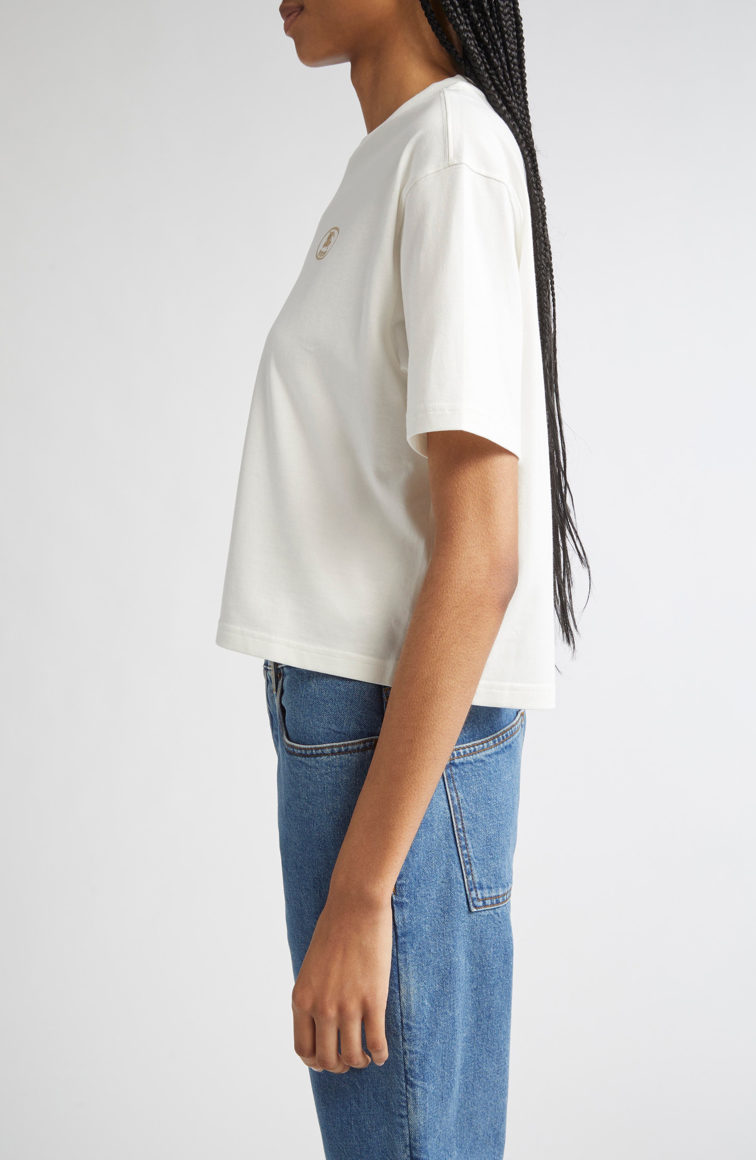 burberry Embroidered EKD Crop Cotton T-Shirt in Chalk at Nordstrom - 3