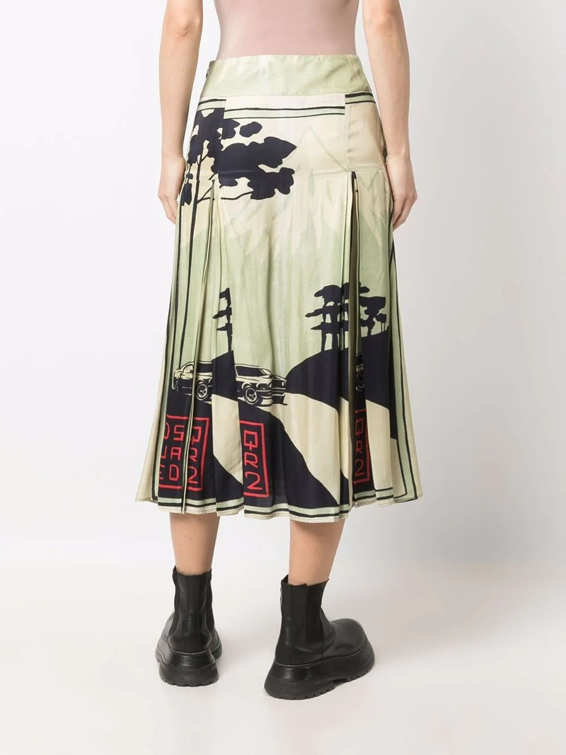 graphic-print box-pleat skirt 4