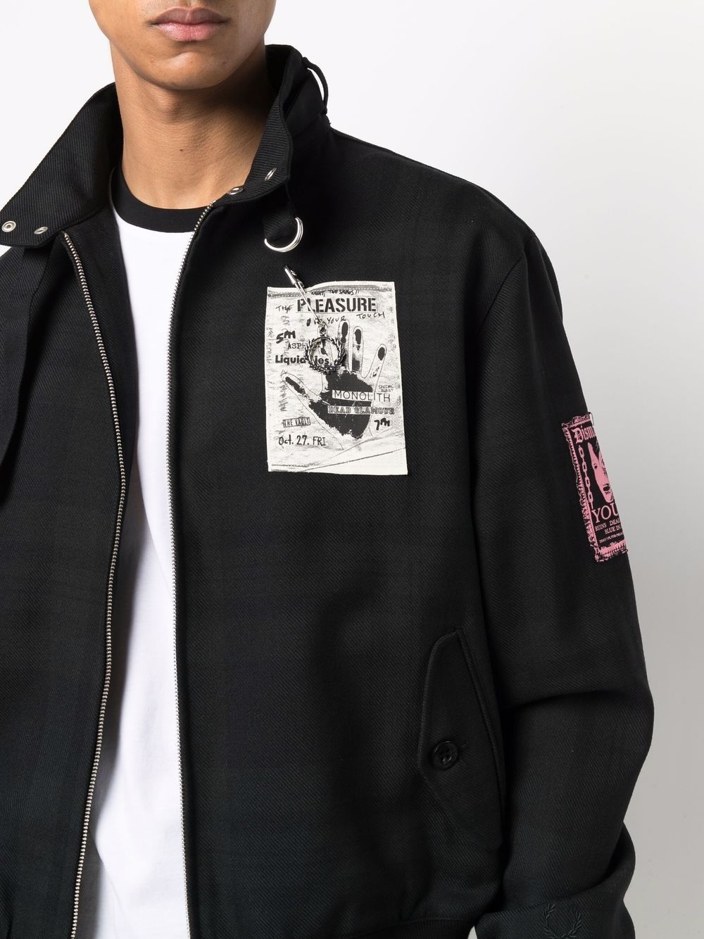 logo-patch checked bomber jacket - 5