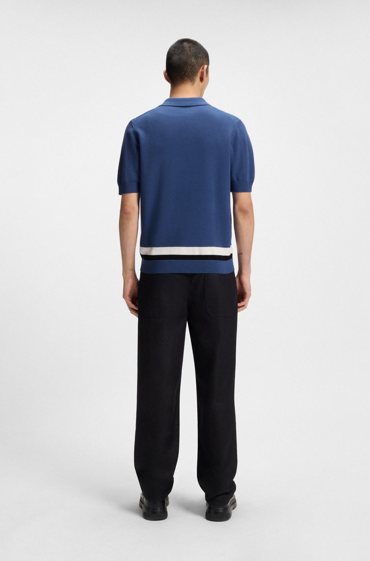 ZIP-NECK KNIT SWEATER WITH STRIPE DETAILS - 5