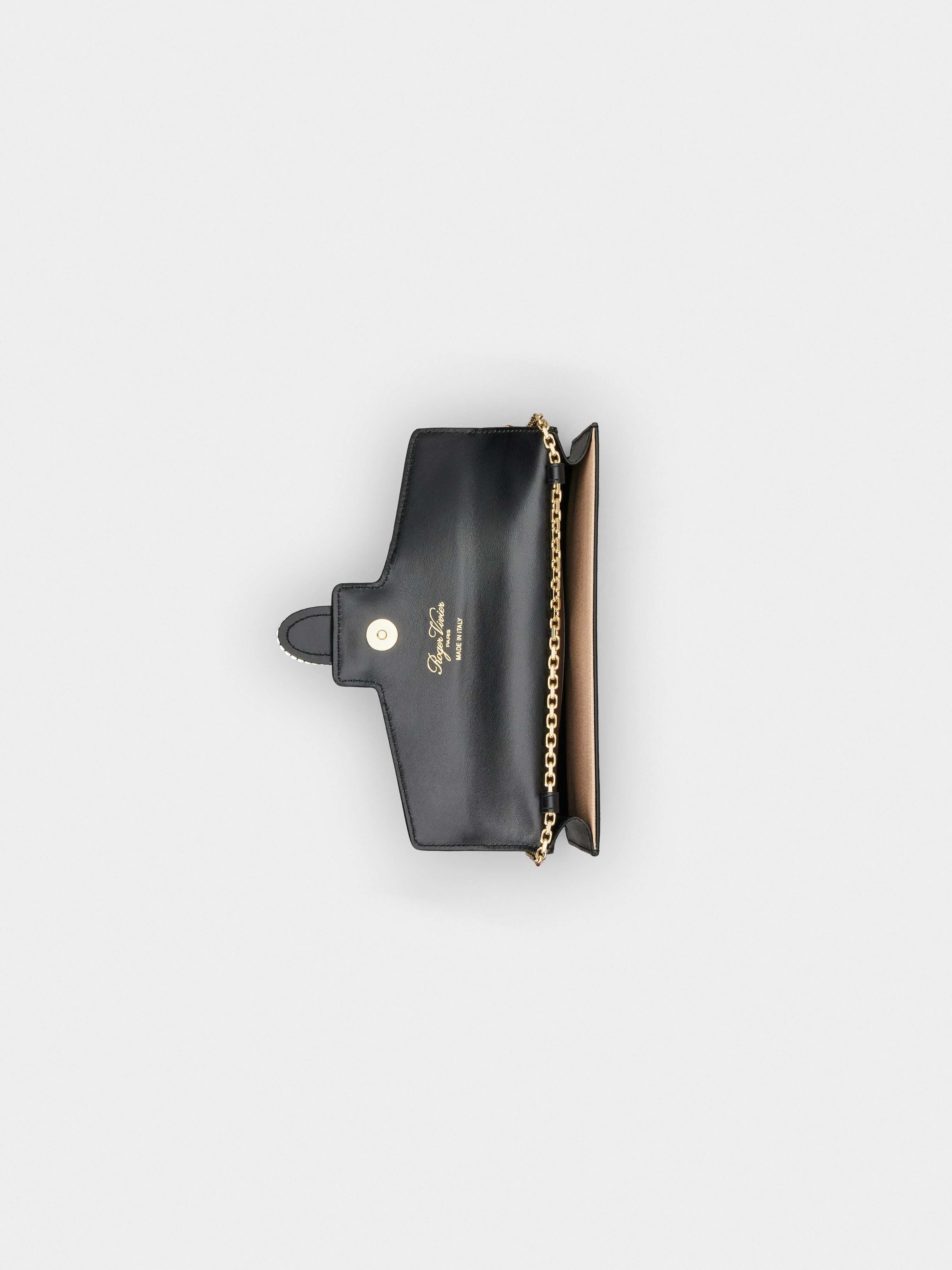 Miss Vivier Strass Buckle Clutch in Leather - 7