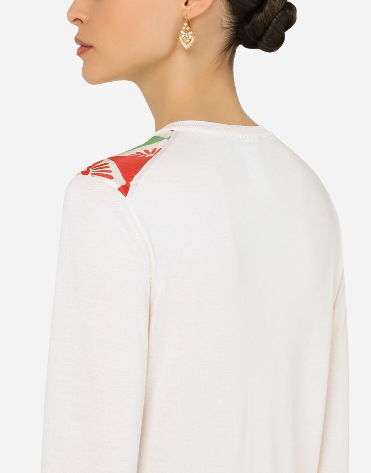 Carretto-print silk and twill cardigan - 4