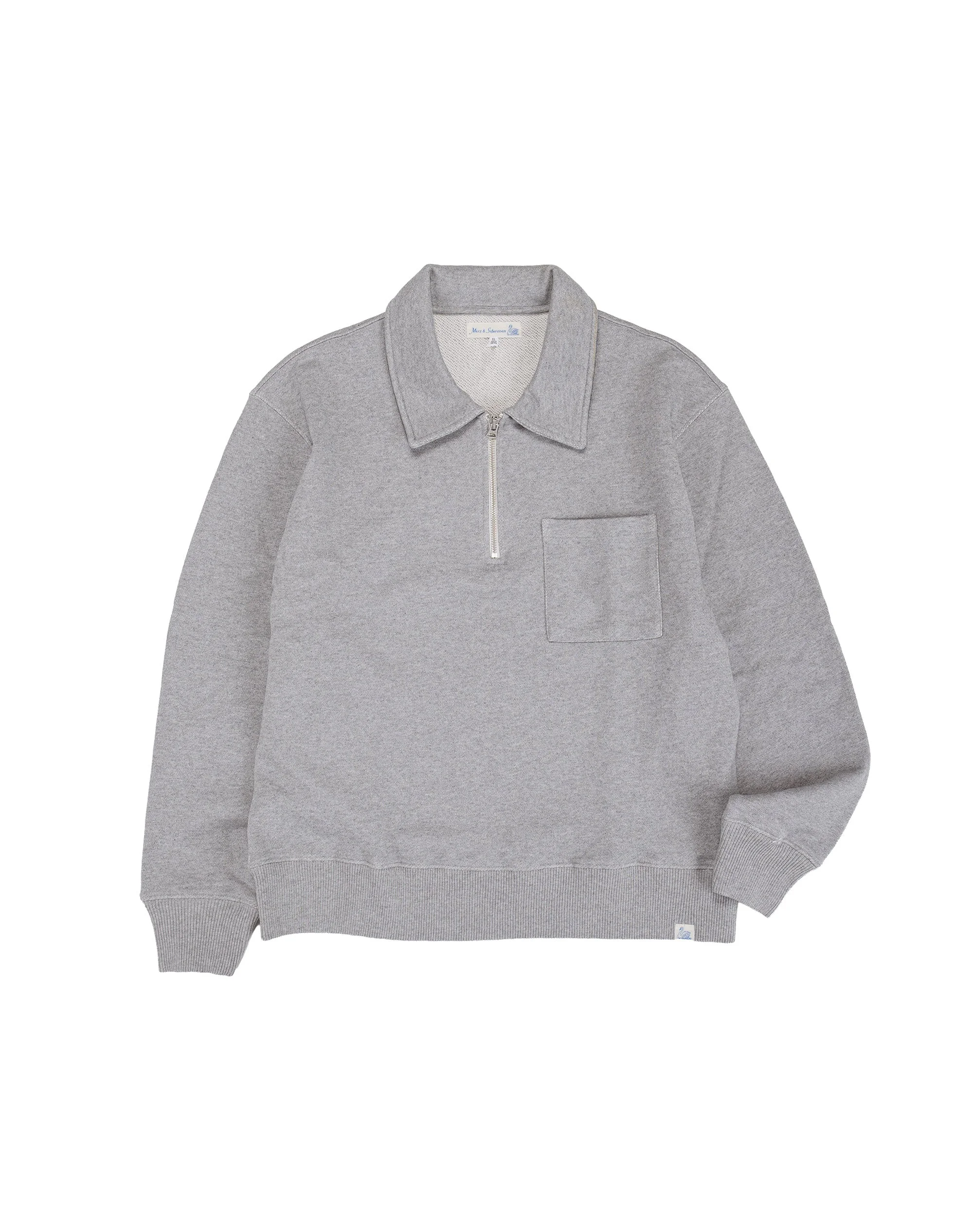 ZIP03 Authentic Fleece Polo Collared Half-Zip Cotton Sweatshirt Grey - 1