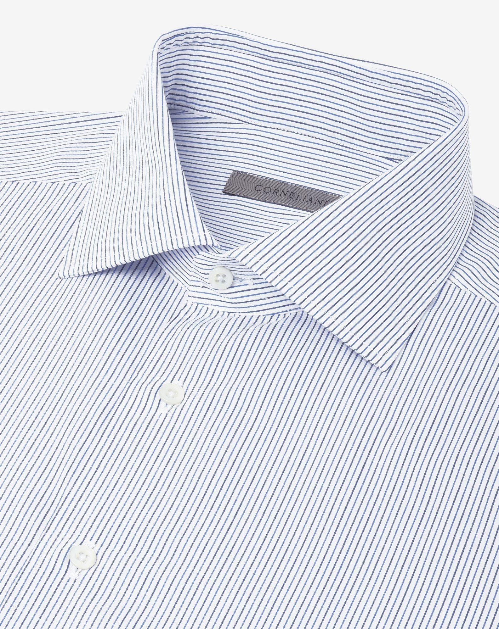 White cotton shirt with black and blue stripes - 4